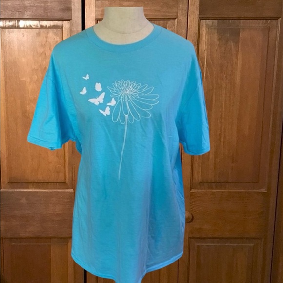 ipg Tops - Ladies IPG Aqua T-Shirt with Butterfly and Flower Print